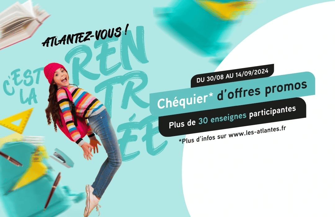 C'est l'heure des promos de rentrée dans votre centre commercial Les Atlantes ! Près de 35 enseignes participantes, de quoi vous faire plaisir pour la rentrée.