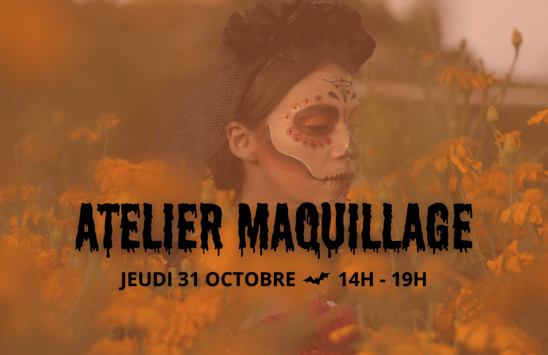 Jeudi 31 octobre, préparez-vous à célébrer Halloween en beauté avec notre atelier de maquillage gratuit pour enfants de 14h à 19h au centre commercial Les Atlantes