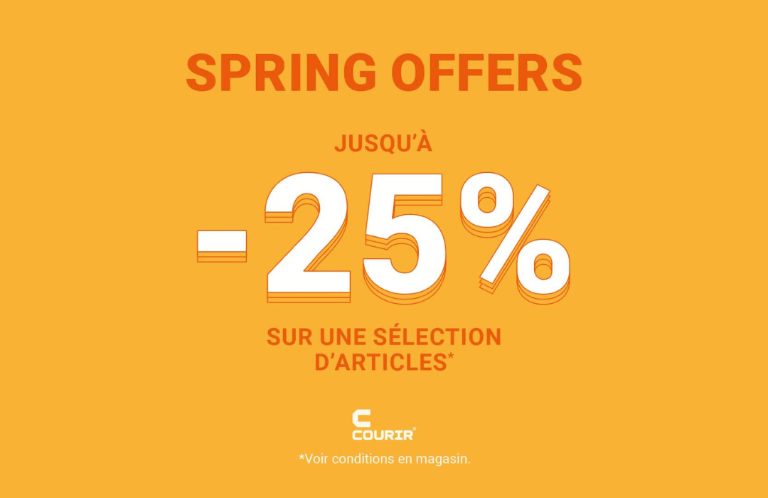 Du 26 mai au 17 juin, profitez de -25% sur une sélection d'articles* dans votre boutique Courir.