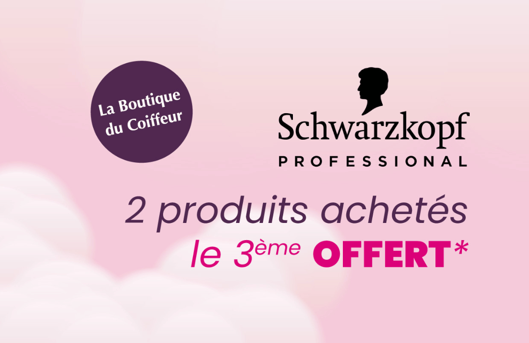 Dès 2 produits achetés dans la marque SCHWARZKOPF, le 3ème est offert à La Boutique du Coiffeur.